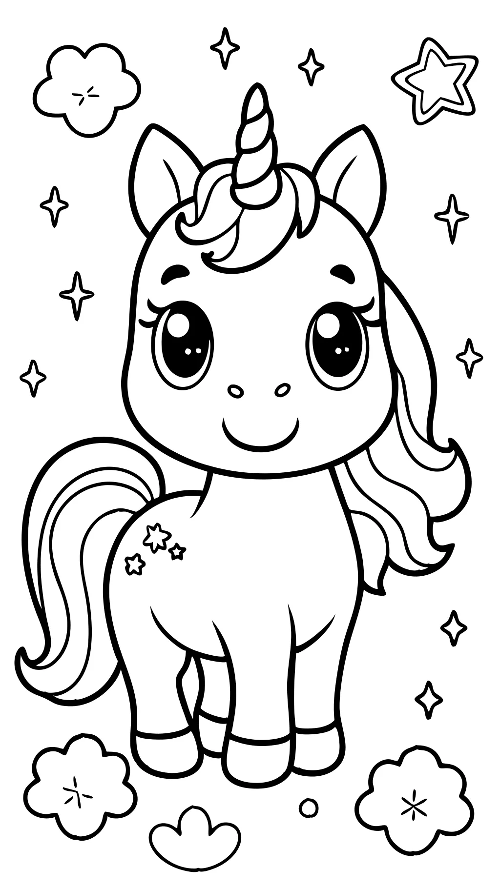 Páginas para colorear de Kawaii Unicornio